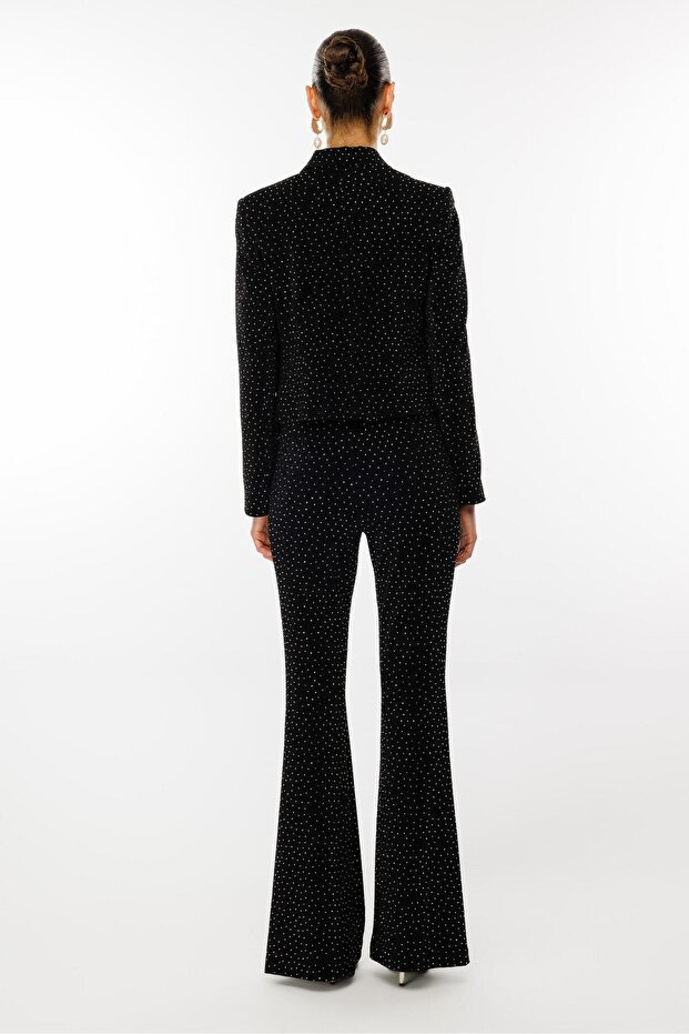 Modailgi  Taşlı Örme Crop Ceket Siyah - 5