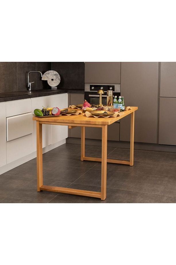 Cheri Medium Doğal Masif Ağacı Mutfak Yemek Masası (1 ADET MASA) 80x140 Cm - 2