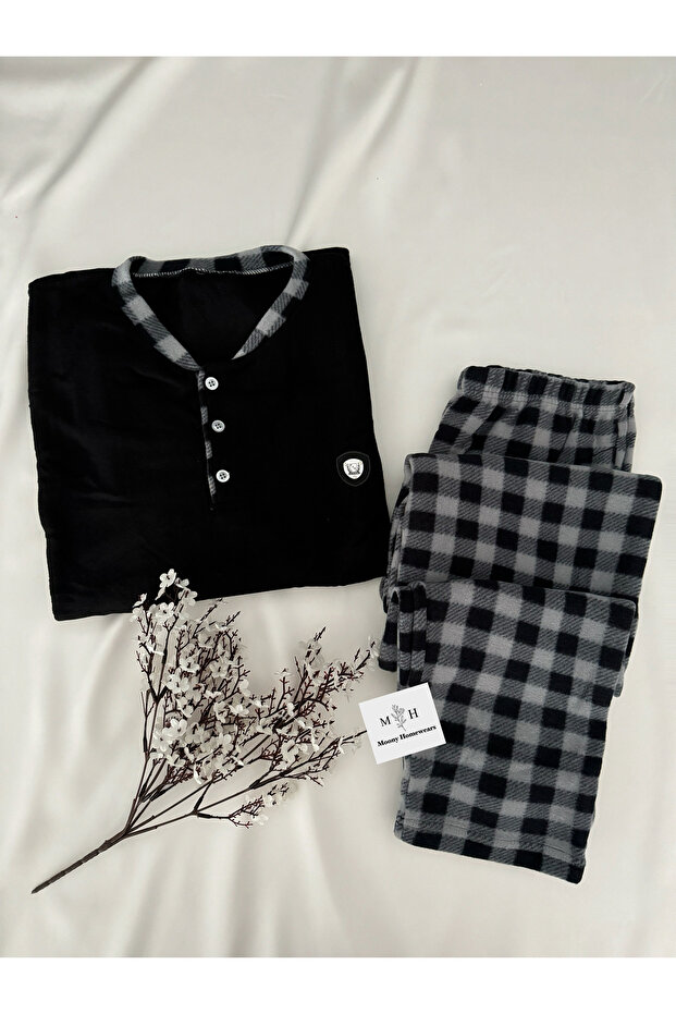 2-Piece Black Polar Dowry Men's Pajamas