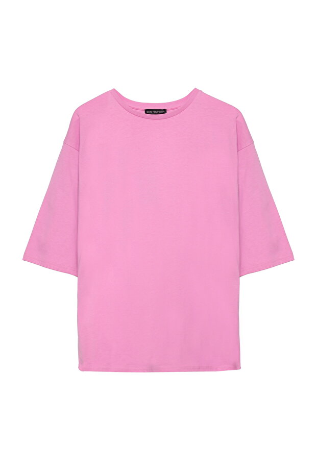 Crew Neck Short Sleeve T-Shirt Pink