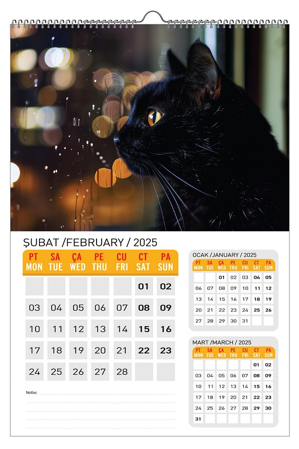 2025 KEDİ KONSEPT DUVAR TAKVİMİ - 3