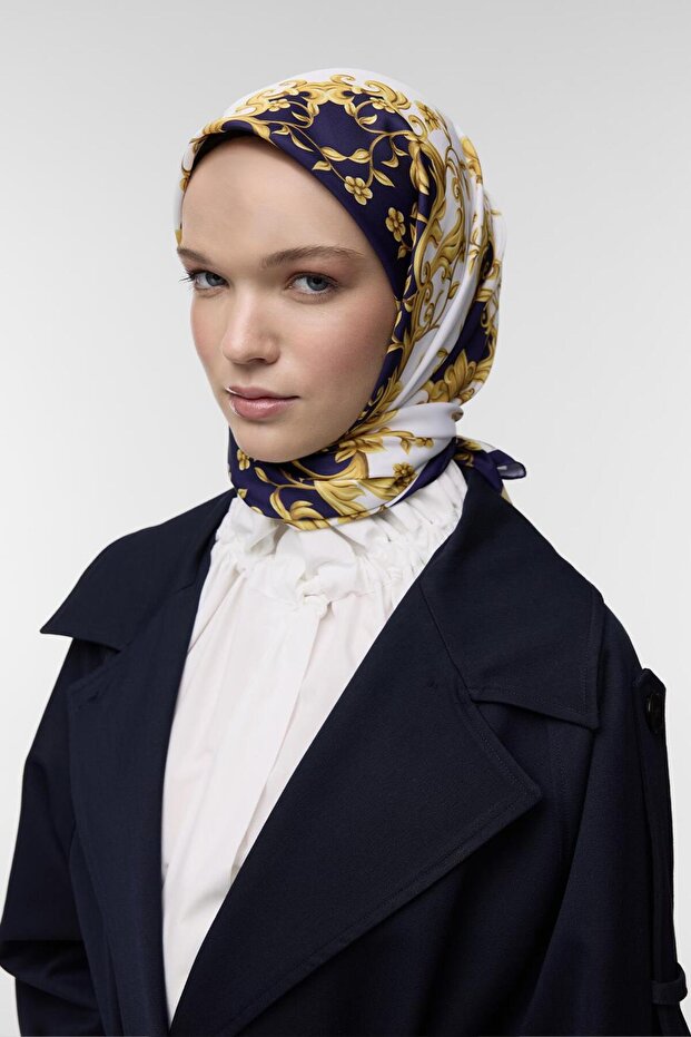 Desenli Twill İpek Eşarp Lea - 4