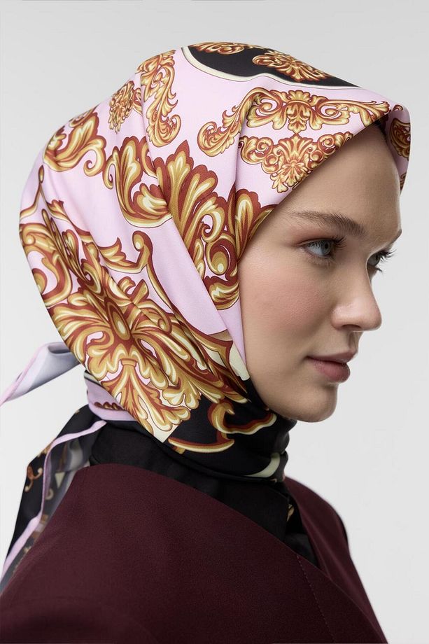 Desenli Twill İpek Eşarp Fiona - 4
