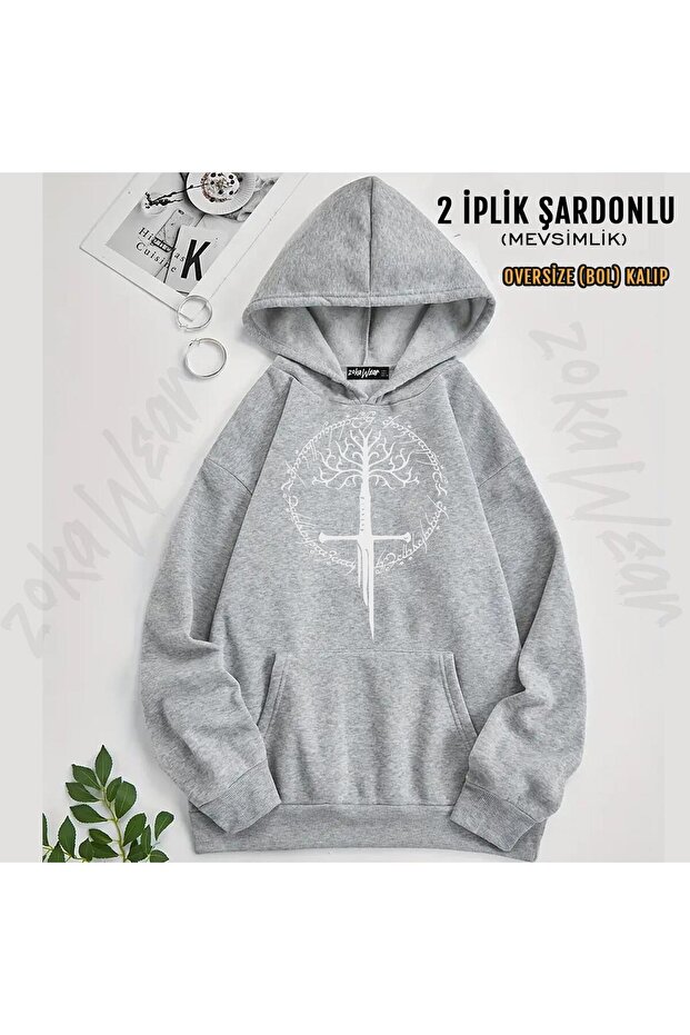 Narsil Lord of the Rings Printed Hooded Oversize Sweatshirt (2 Thread)