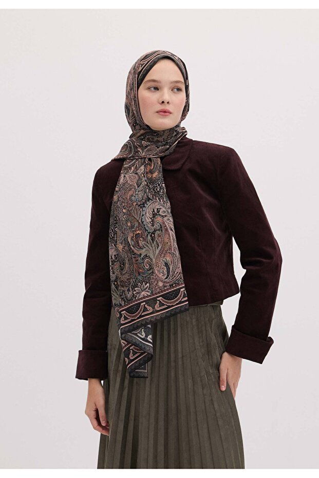Black Amora Patterned Shawl - 1
