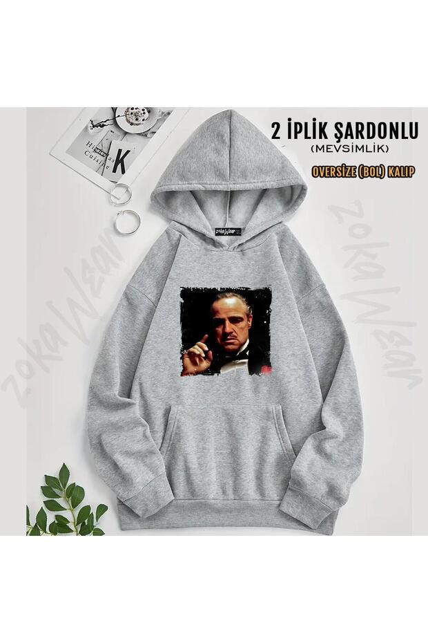 Marlon Brando2 Printed Hooded Oversize Sweatshirt (2 Thread) - 1