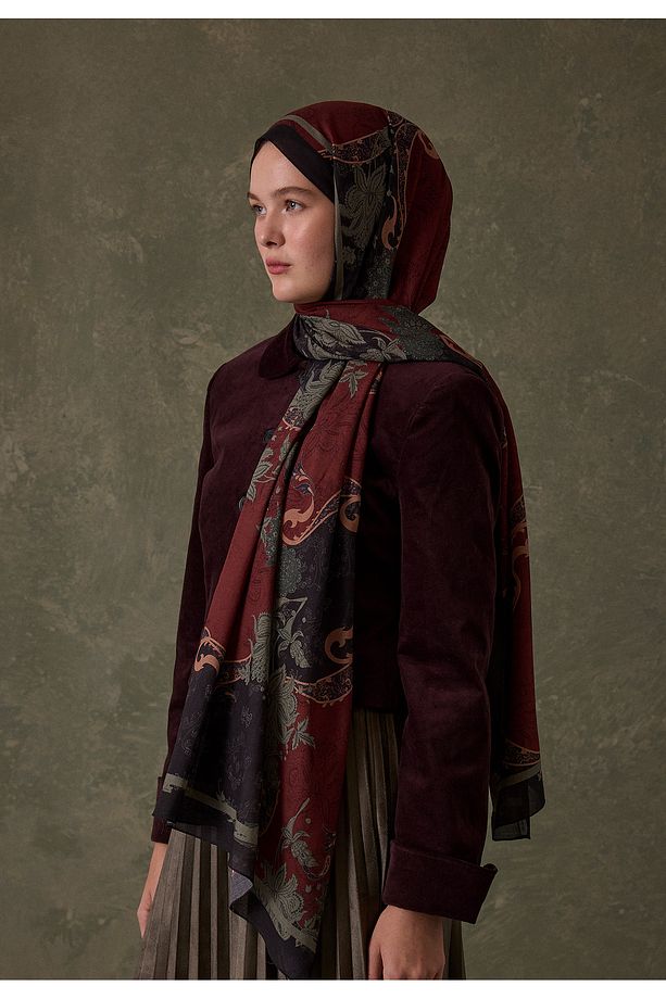 SIENNA DESEN ŞAL BORDO - 1
