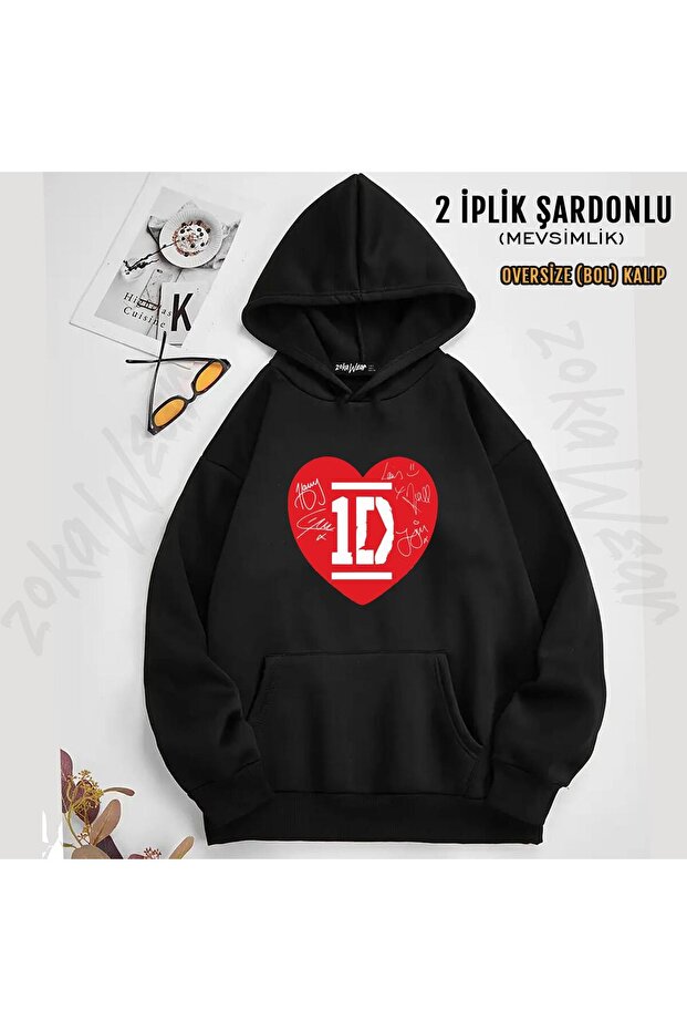 سويت شيرت بغطاء للرأس مطبوع من One Direction (خيطان)
