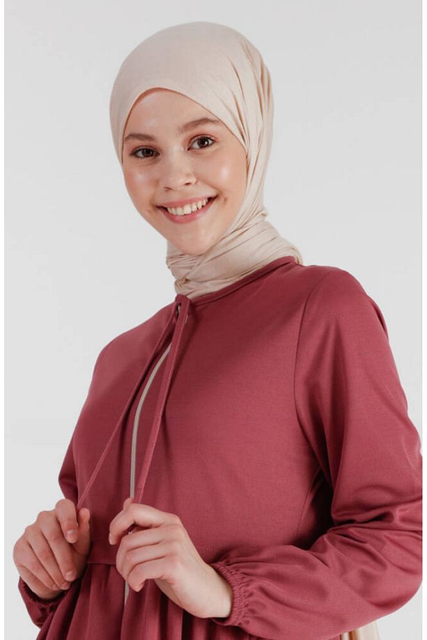 Fermuarlı Ferace 0569-11 Gül Kurusu - 4