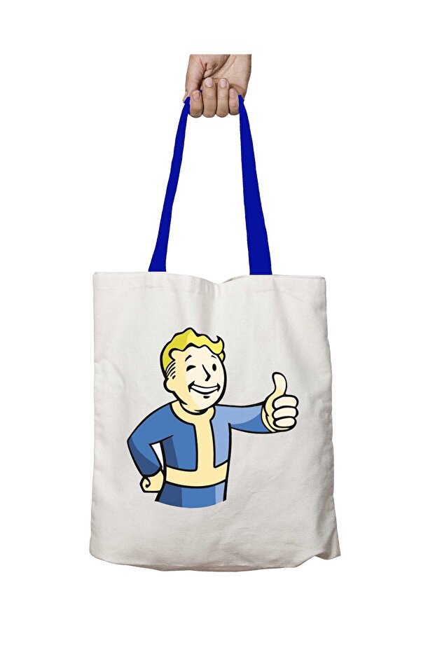 حقيبة كتف قابلة للغسل بمقبض أزرق من Fallout 4 Vault Boy
