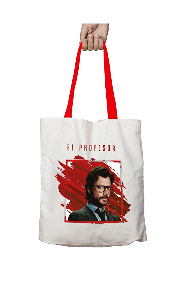 حقيبة كتف قابلة للغسل من Profesor La Casa De Papel بمقبض أحمر