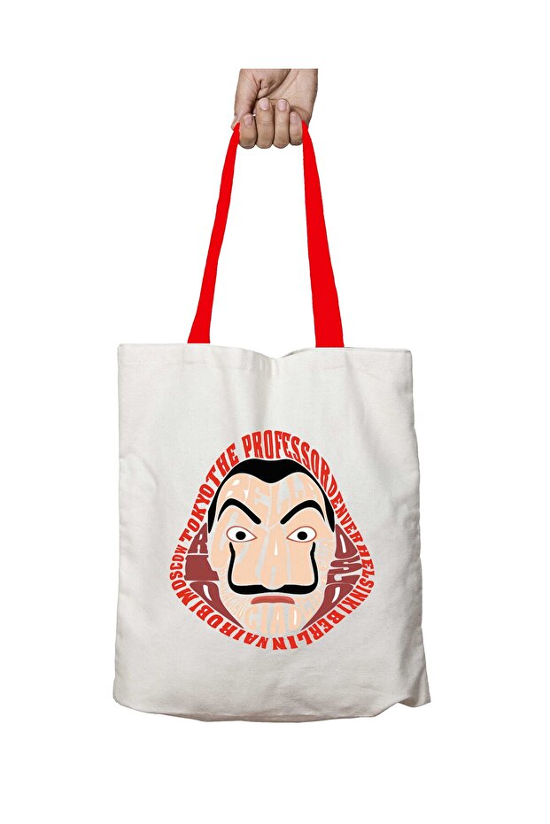 La Casa De Papel Professor Color Washable Shoulder Bag with Red Handles