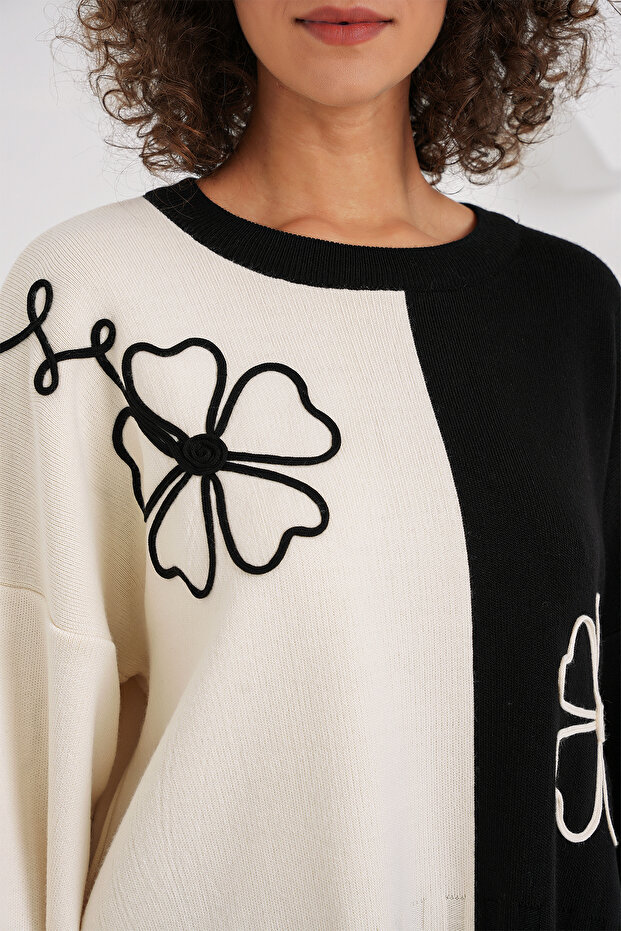 15904 Oversize Triko Kazak Pantolon İkili Takım - Siyah - 4