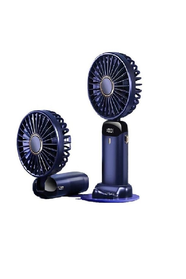 LED Ekranlı  El Fanı Taşınabilir Katlanabilir Şarj Edilebilir Kademeli Ayarlanabilir Hız - 2