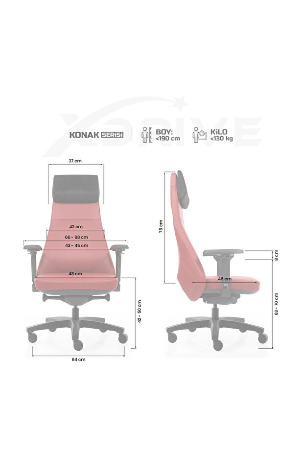 Konak Business Çalışma Koltuğu Large Deri Kırmızı - 4