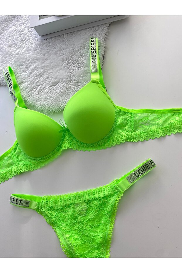 Stoned Micro Padded Bra Set - 3