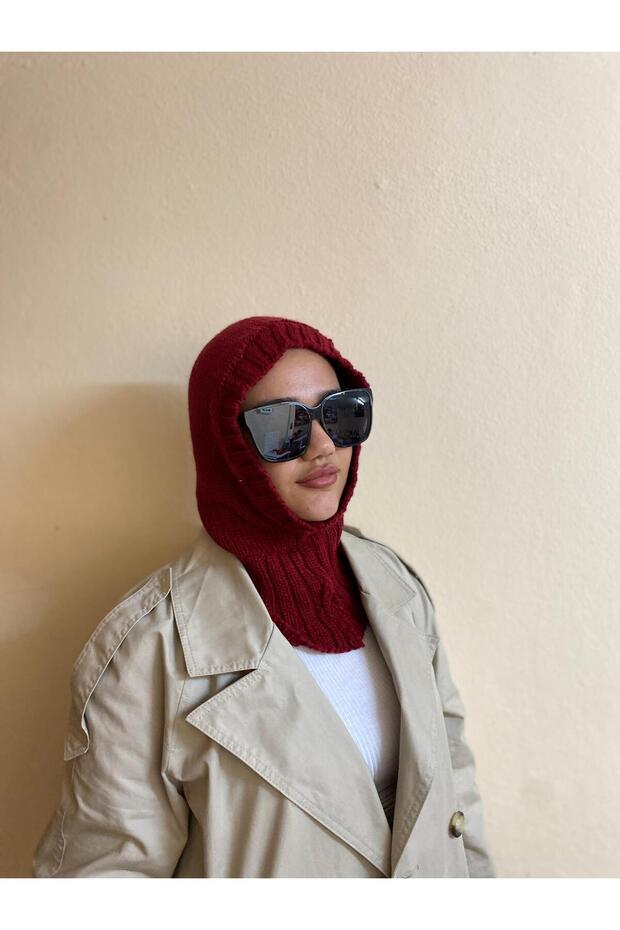 Kayak Beresi Winter Knitted Beanie and Neck Warmer - Hooded Beanie Hijab Hat - Balaklava Balaclava