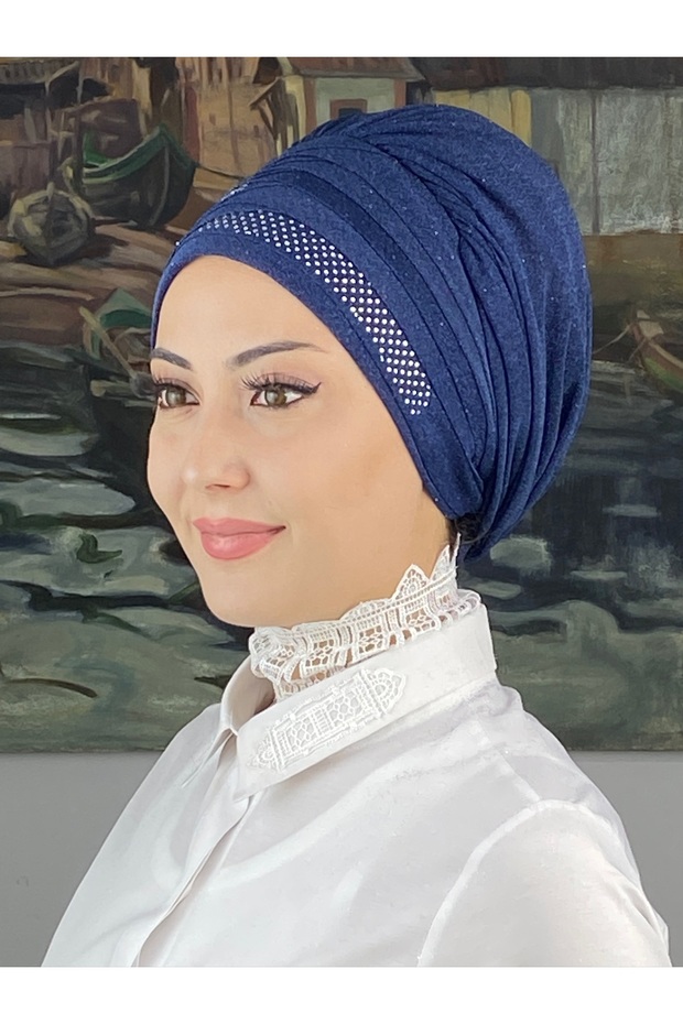 Trend Model Drapeli Taşlı Simli Şal
