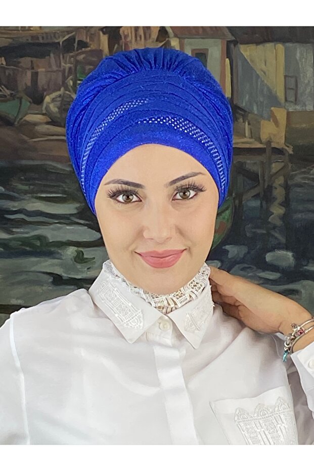Trend Model Drapeli Taşlı Simli Şal