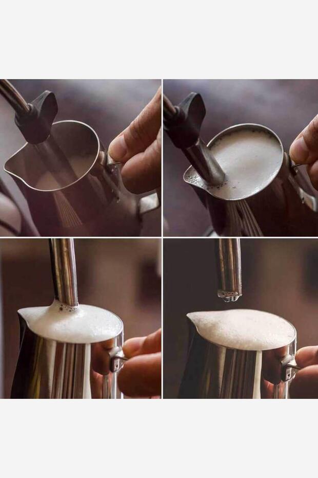 Süt Potu Barista Pitcher Seti - Paslanmaz Çelik | 350ml + 500ml + 700ml + 1000ml - 3