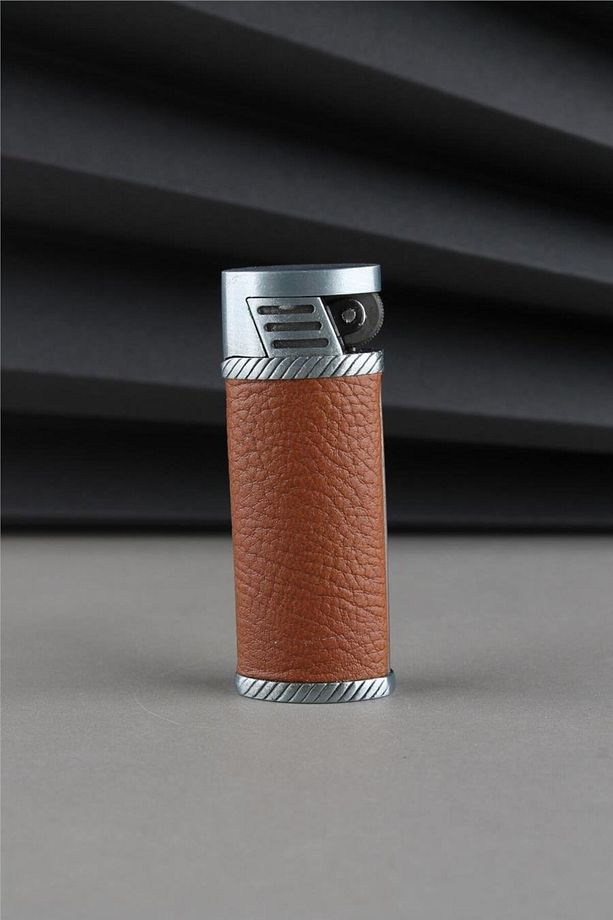 Suni Deri Kaplama Özel Tasarım Kapaklı Güçlü Torch Taba Gazlı Çakmak Caksm026t - 2