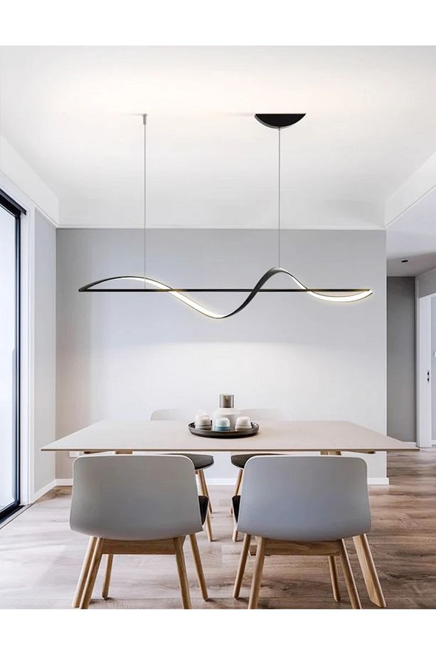 Ledli Yemek Masası Uzun Avize Modern Sıralı 3 Renk Ledli Sıralı Ledli Avize - 1
