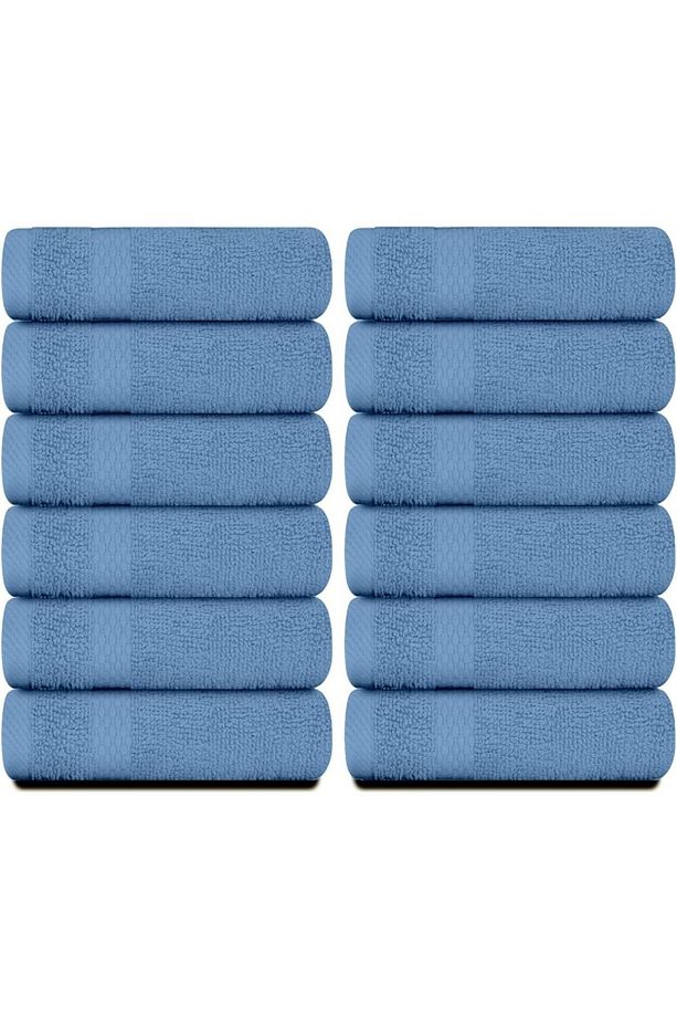 4 Adet Mavi Yumuşak ve Dayanıklı 30x30 cm %100 Pamuk El ve Yüz Havlusu Seti Mutfak Banyo Spor Havlu - 1