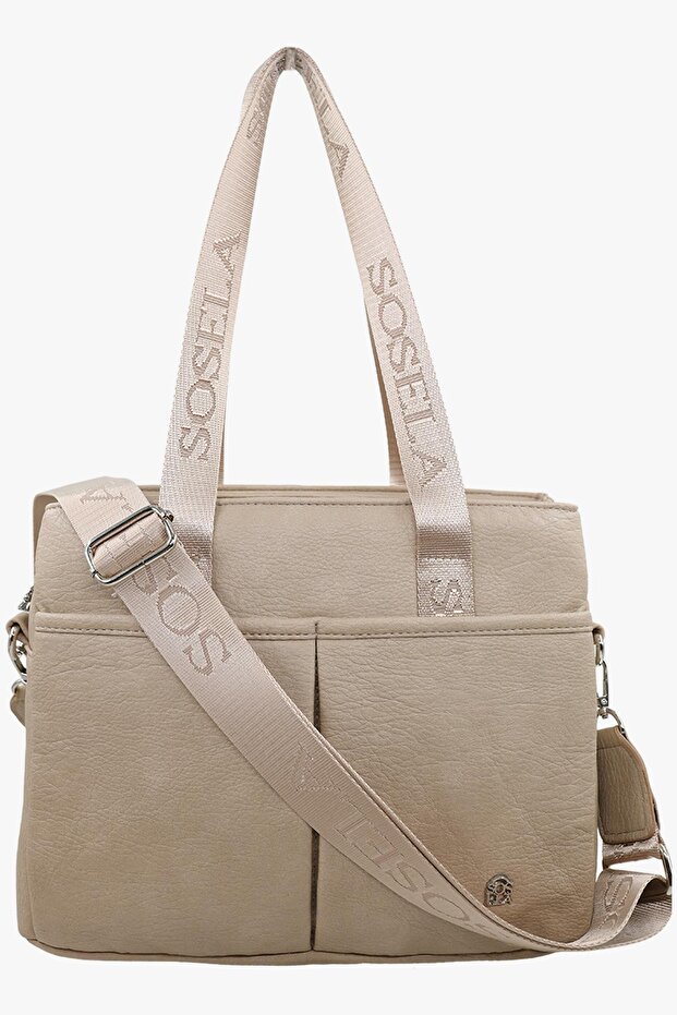 67-8082 Women's Jimmy Beige Shoulder and Sleeve Bag Bag