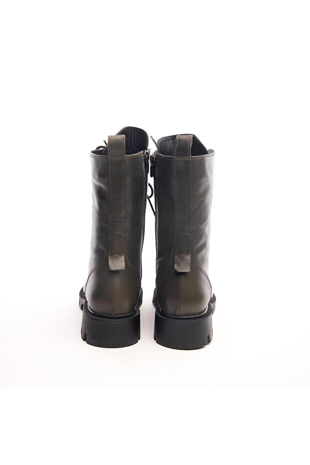 Hakiki Deri Fermuarlı Kadın Bot - 4