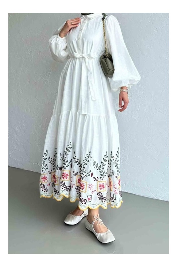 Rochie Emma din in brut brodat - 2