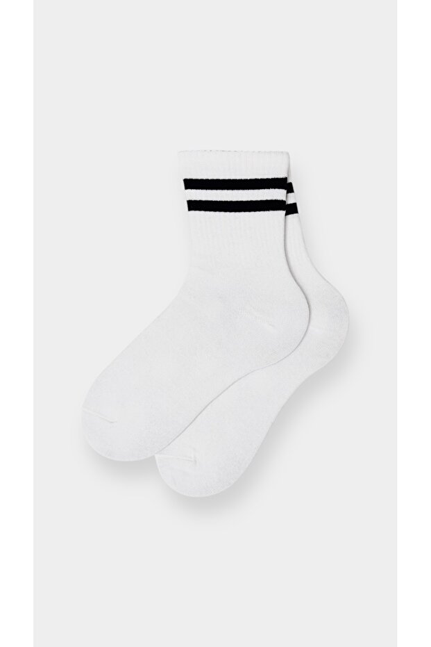 Unisex 2-Piece Striped White College Socks
