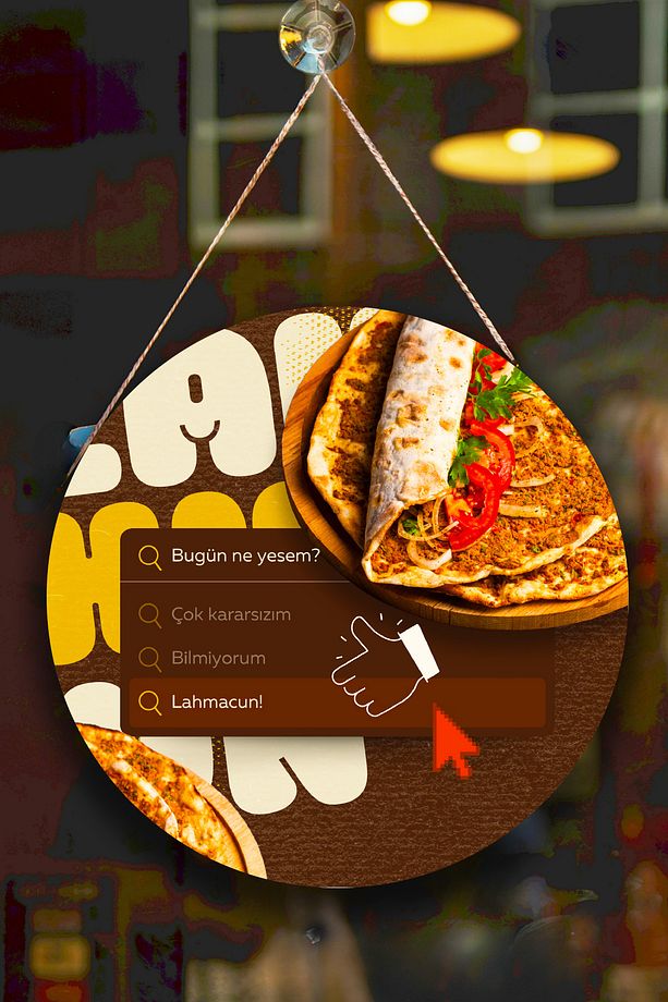 Lahmacun Salonu için Duvar, Kapı, Tek Taraflı Askılı Pano Karşılama Tabelası, Restoran Tablo Süsü - 1
