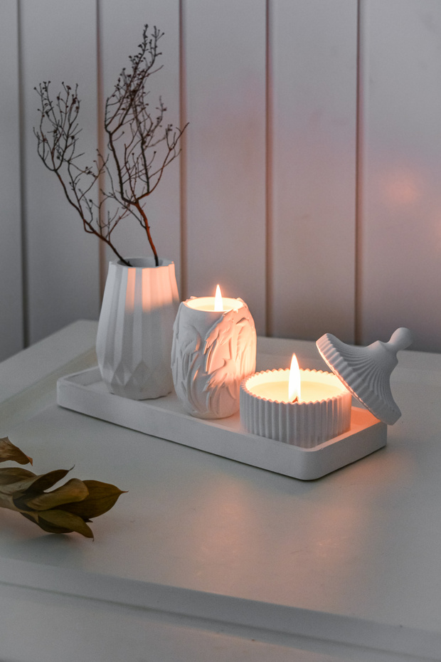 تصميم خاص مزهرية مزخرفة حامل شموع الصويا المعطرة ومجموعة كائنات خرسانية من Tealight ديكور هدايا