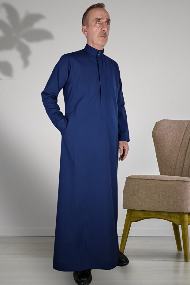 Hajj Umrah Clothes/Front Buttons Hidden and Long Sleeves Without Buttons with Pockets/Prayer Robe/Men's Fistan