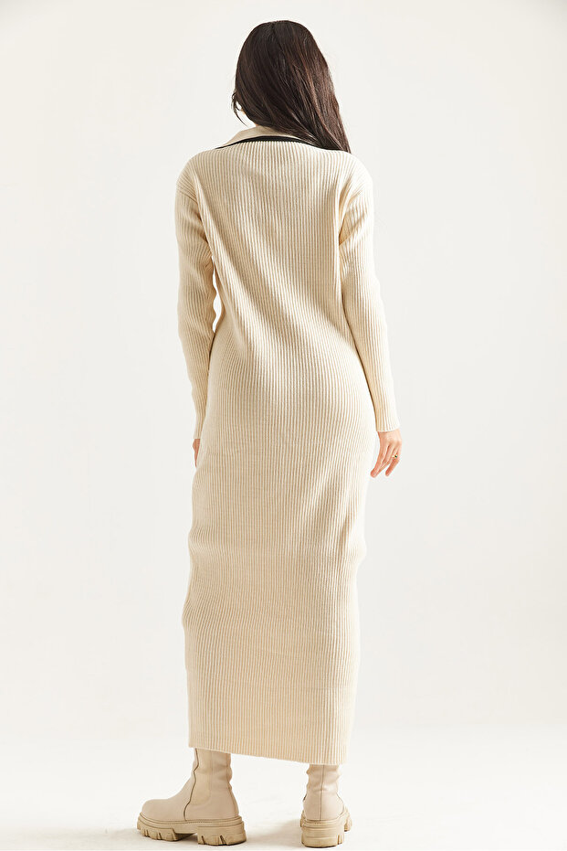 DÜĞMELİ TRİKO ELBİSE - 5