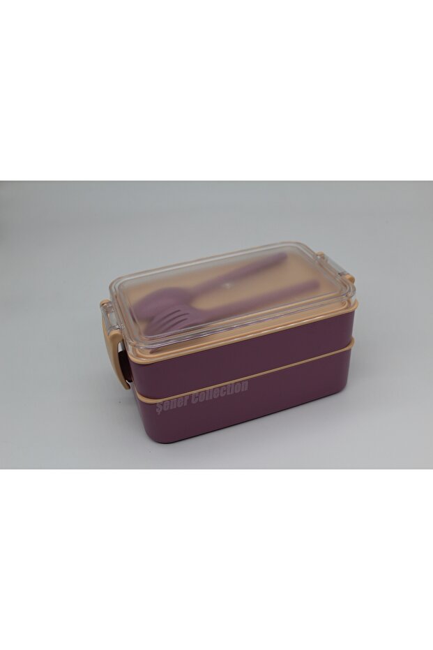 Double Layer Food Container Practical Durable and Stylish Lunch Box with Fork and Spoon Lunch Box - 1
