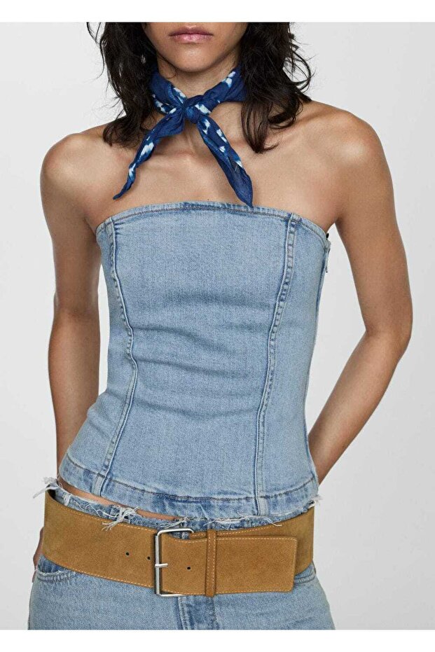 Straplez denim bluz - 8