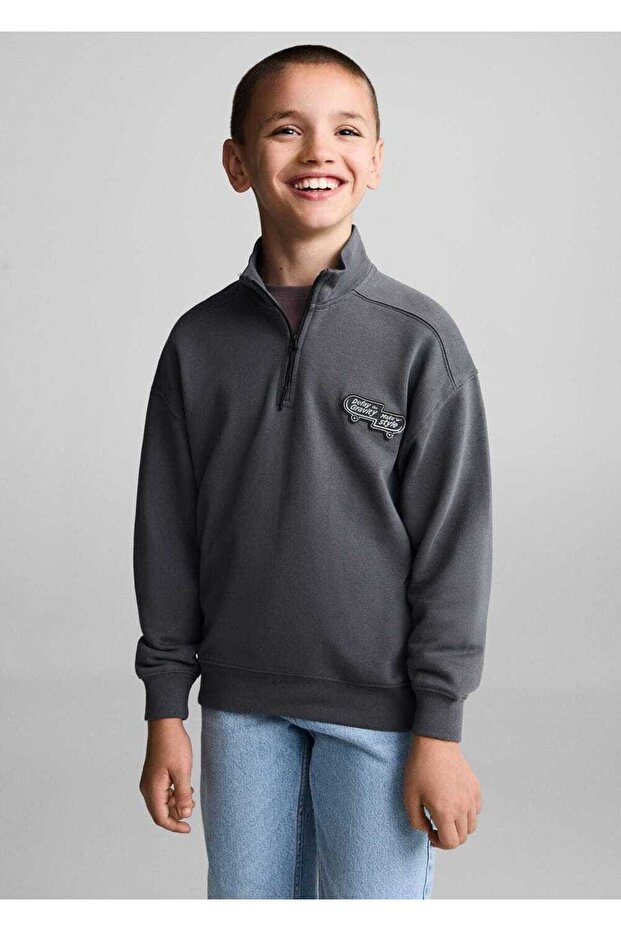 Desenli pamuklu sweatshirt - 1