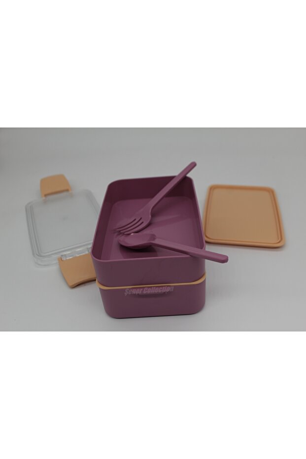 Double Layer Food Container Practical Durable and Stylish Lunch Box with Fork and Spoon Lunch Box - 6