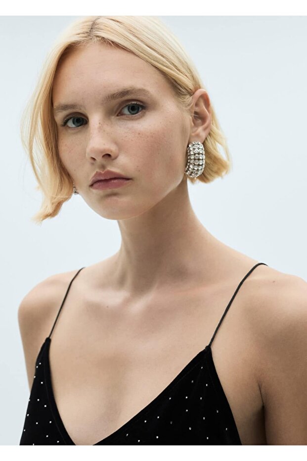 Strass taşlı kadife bluz - 6