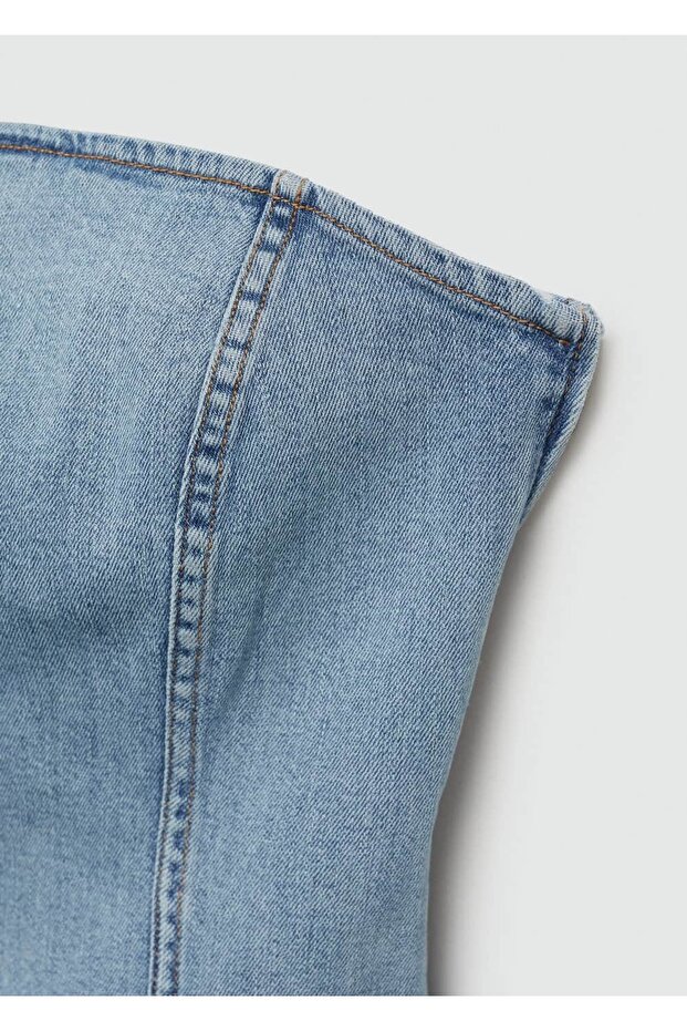 Straplez denim bluz - 5