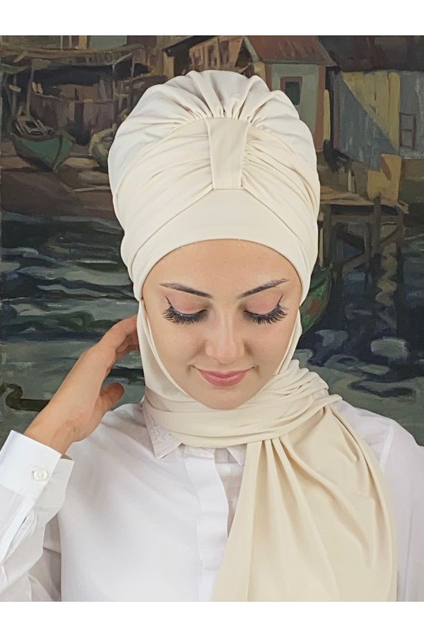 Tek Biritli Fularlı Bone - 4