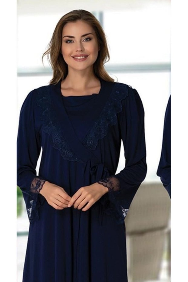 Cotton Maternity Long Sleeve Dressing Gown Nightgown and Pajama Set Set of 4