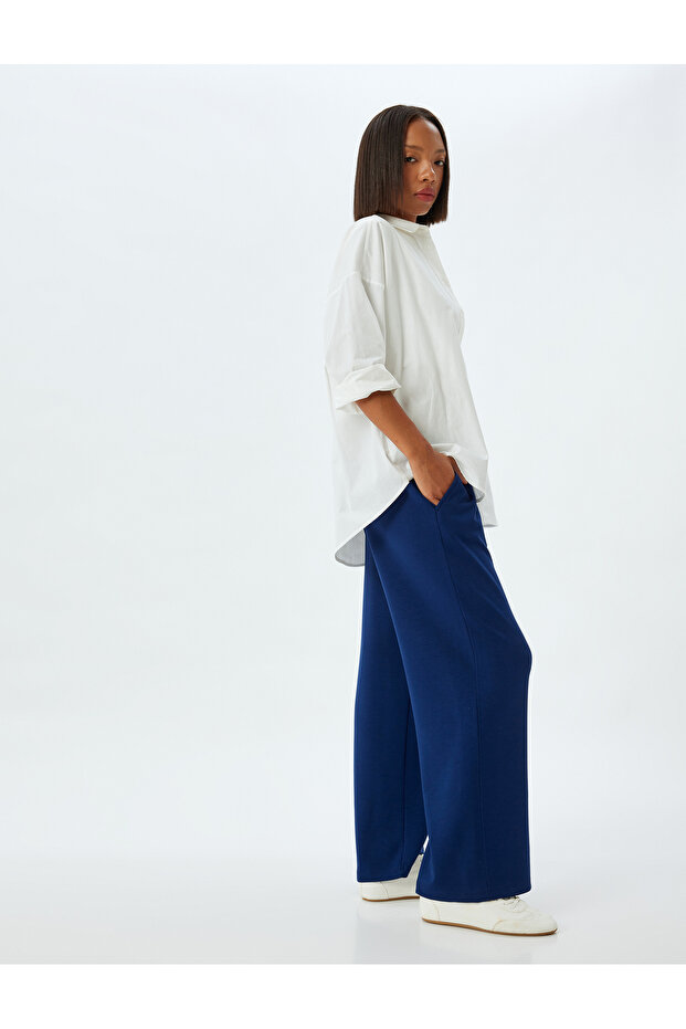 Wide Leg Sweatpants Modal Fabric Comfortable Fit with Elastic Waist Pockets
