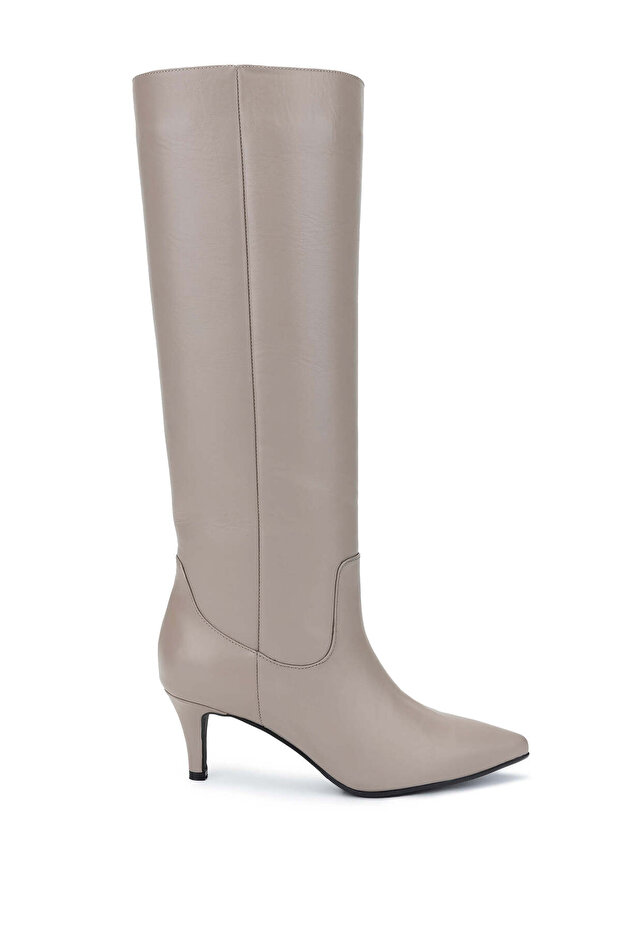 Women's Genuine Leather Mink Heeled Boots