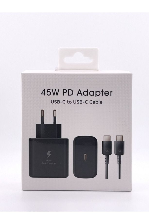 Coster Samsung Galaxy S23 Ultra Uyumlu 45 Watt Hızlı Şarji Aleti - Type-c Adaptör Ve Kablo - Siyah - 1