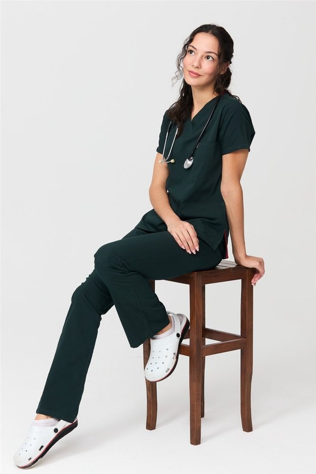 UltraLycra Spaniard - Lycra Doctor Nurse Uniform Set Scrubs Uniform Surgical Set (WOMEN), Koy