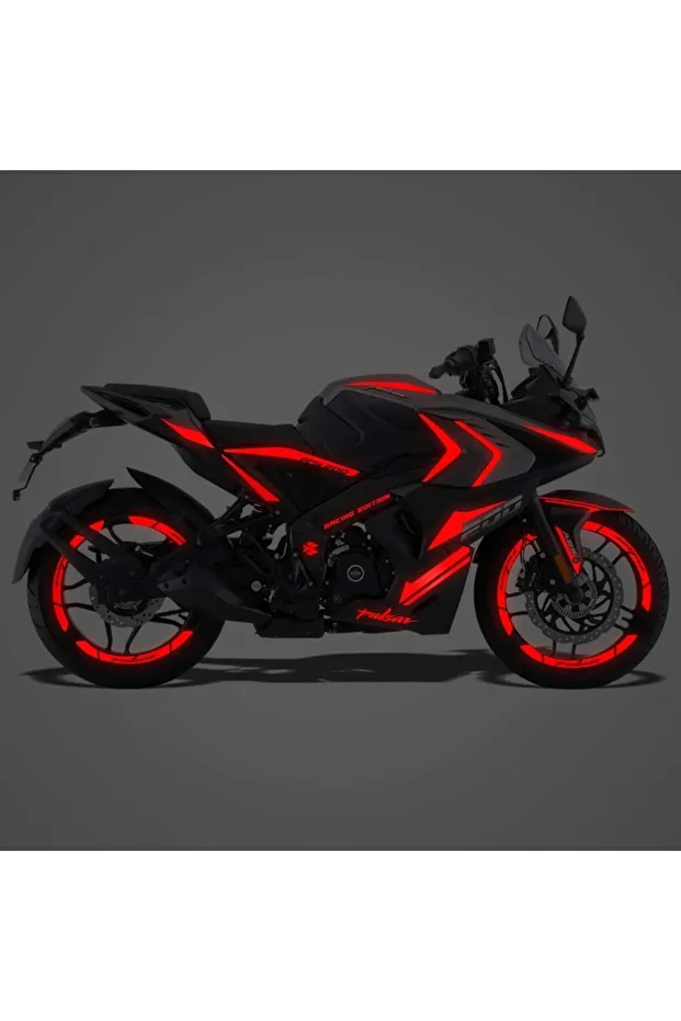 Bajaj Pulsar RS 200 Full Sticker Set Custom Neon Kırmızı - 1
