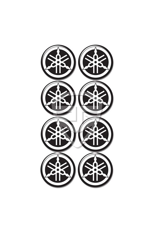Yamaha Logo 8'li Koruma Takozu 3d Sticker Etiket Siyah Gümüş - 1