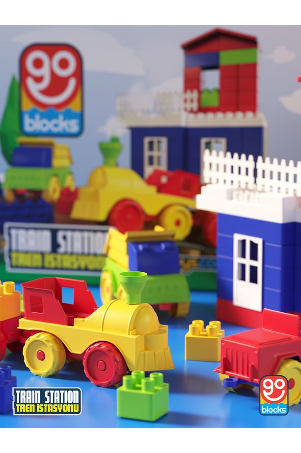 Go Blocks Train Station 100 Parça Yapı Blok Seti Yapı Oyuncakları Mega Blok - 3
